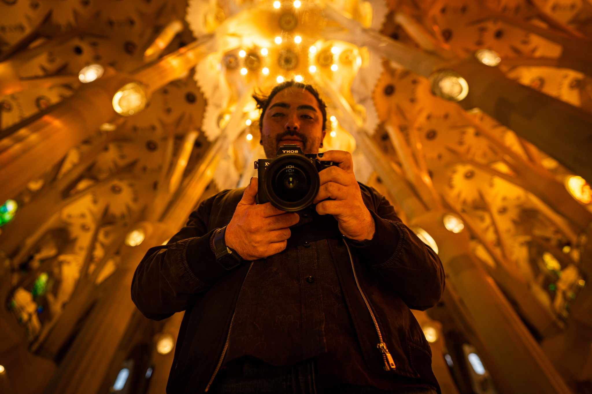 Reflection inside La Sagrada Familia, Barcelona